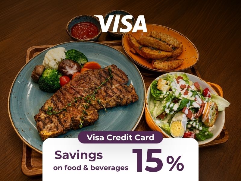 Enjoy 15% discount on food & beverages